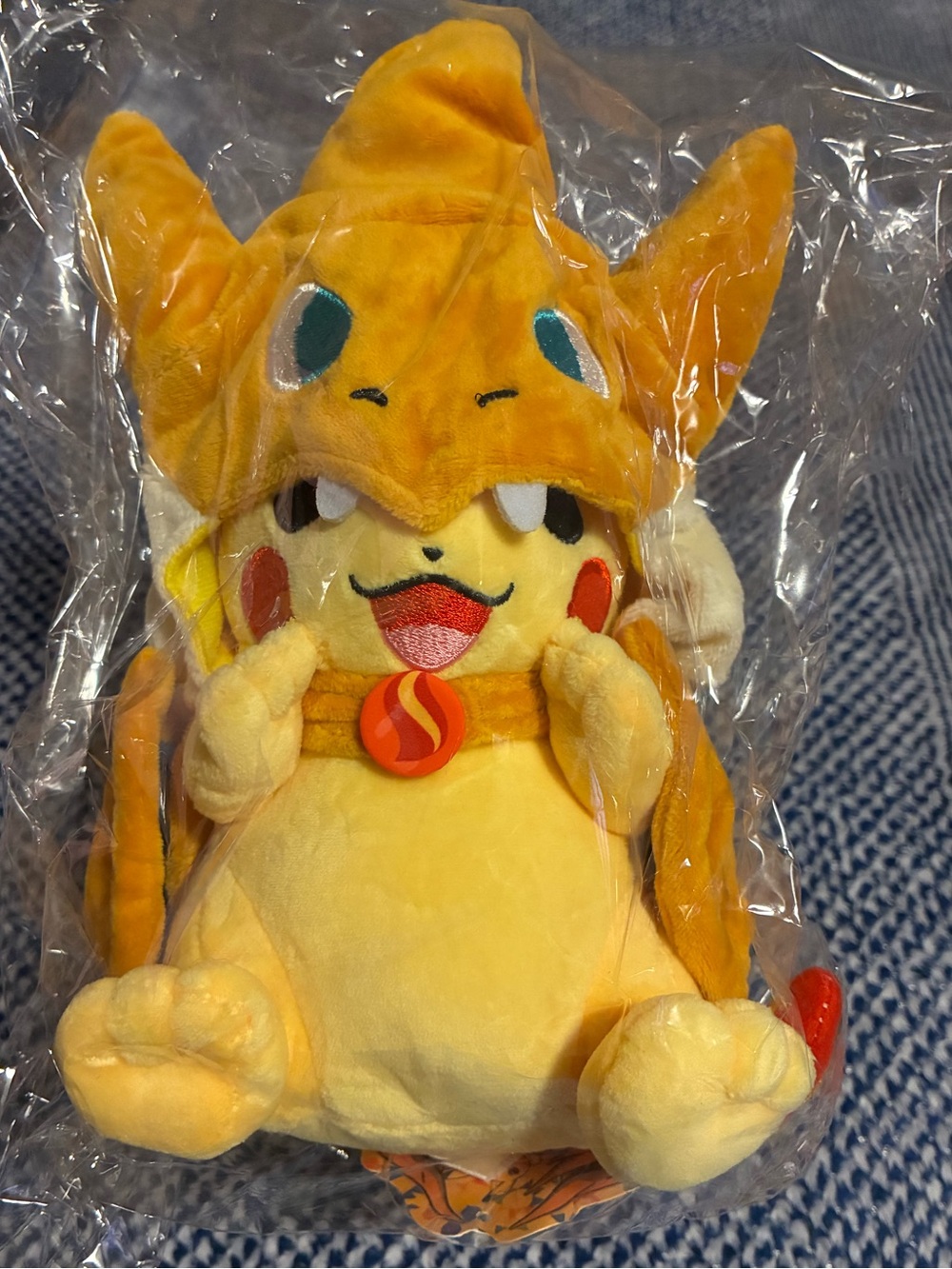 Pikachu Plush in Charizard Costume - Yellow/Orange